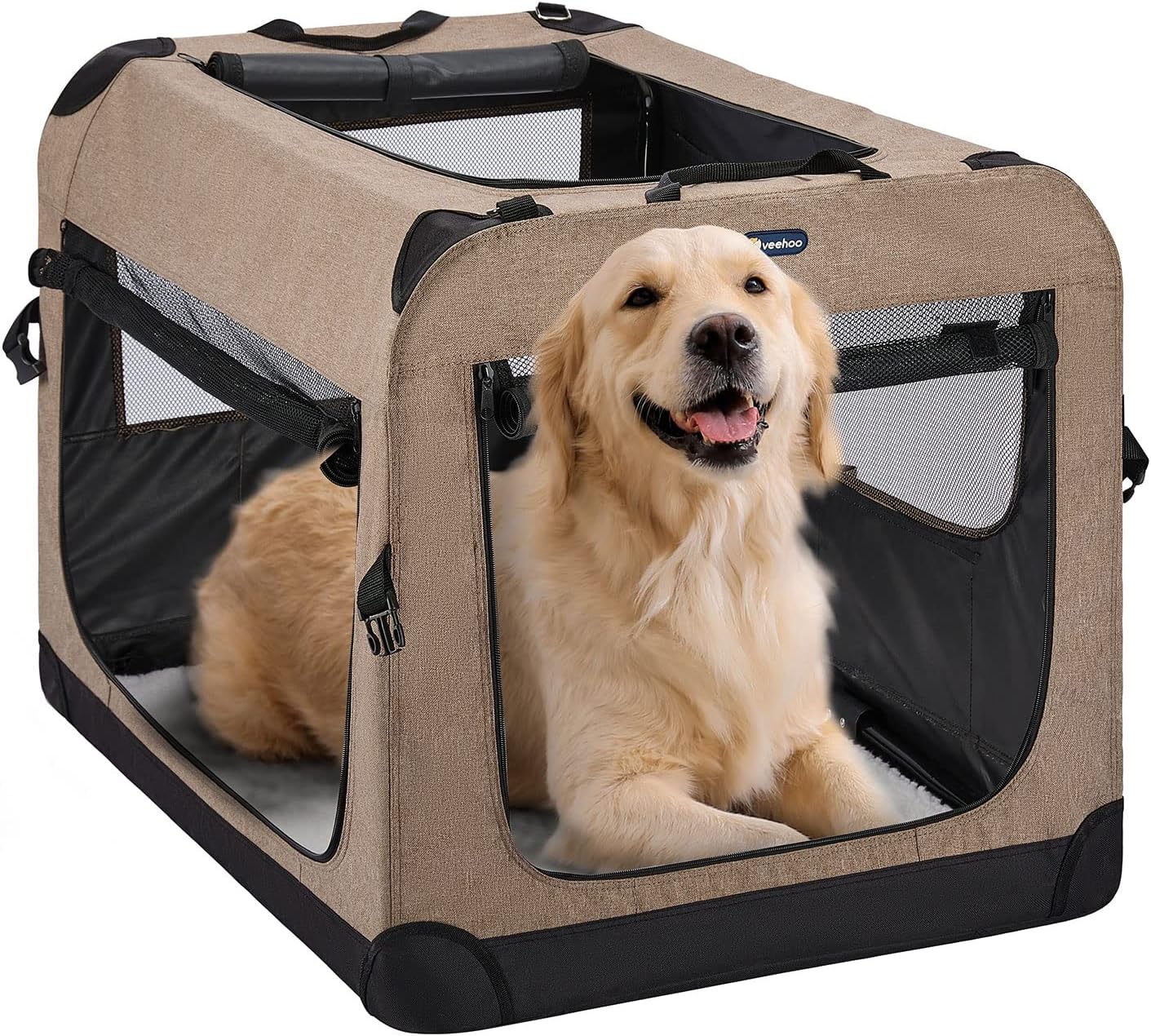 Tragbare, zusammenklappbare Hundebox von Veehoo – 36 Zoll zusammenklappbare Haustierhütte mit 3 Zugangspunkten, ideal für Boxentraining und Reisen