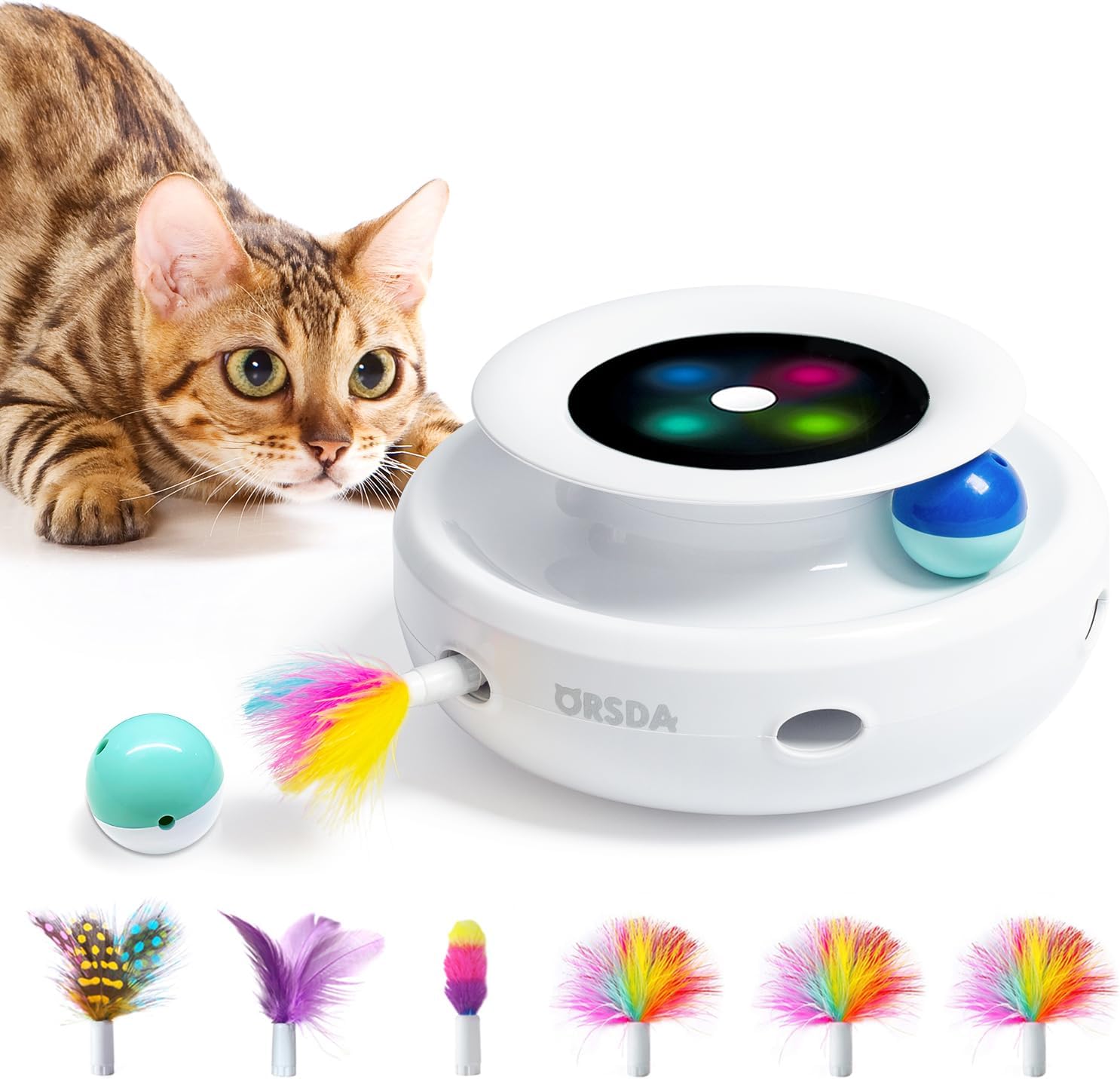 ORSDA 2-in-1 interaktives Katzenspielzeug mit automatischem Timer und Ambush-Maus – spannendes Indoor-Spiel für Katzen