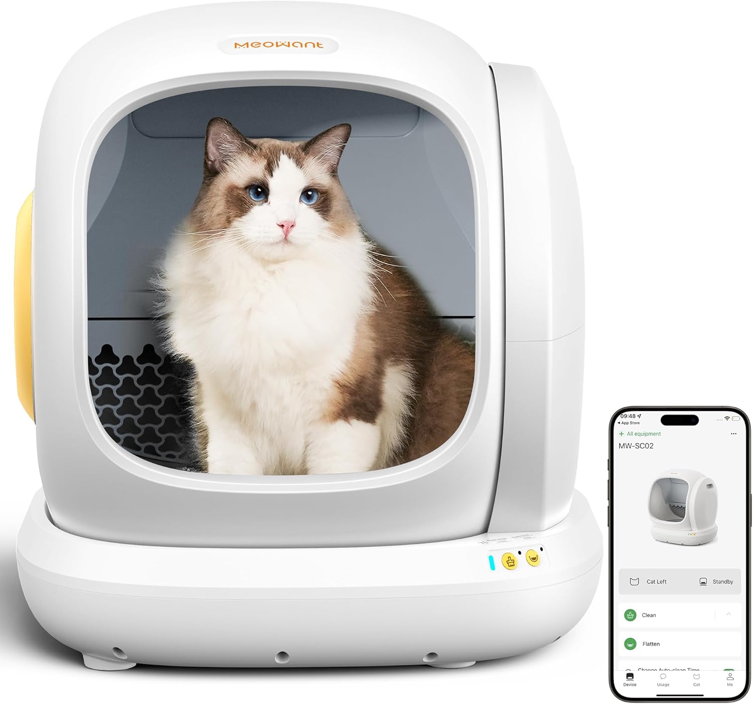 Meowant selbstreinigende Katzentoilette – 75 l, extra große automatische Katzentoilette mit Sicherheitsfunktionen, App-Steuerung und Geruchsmanagement