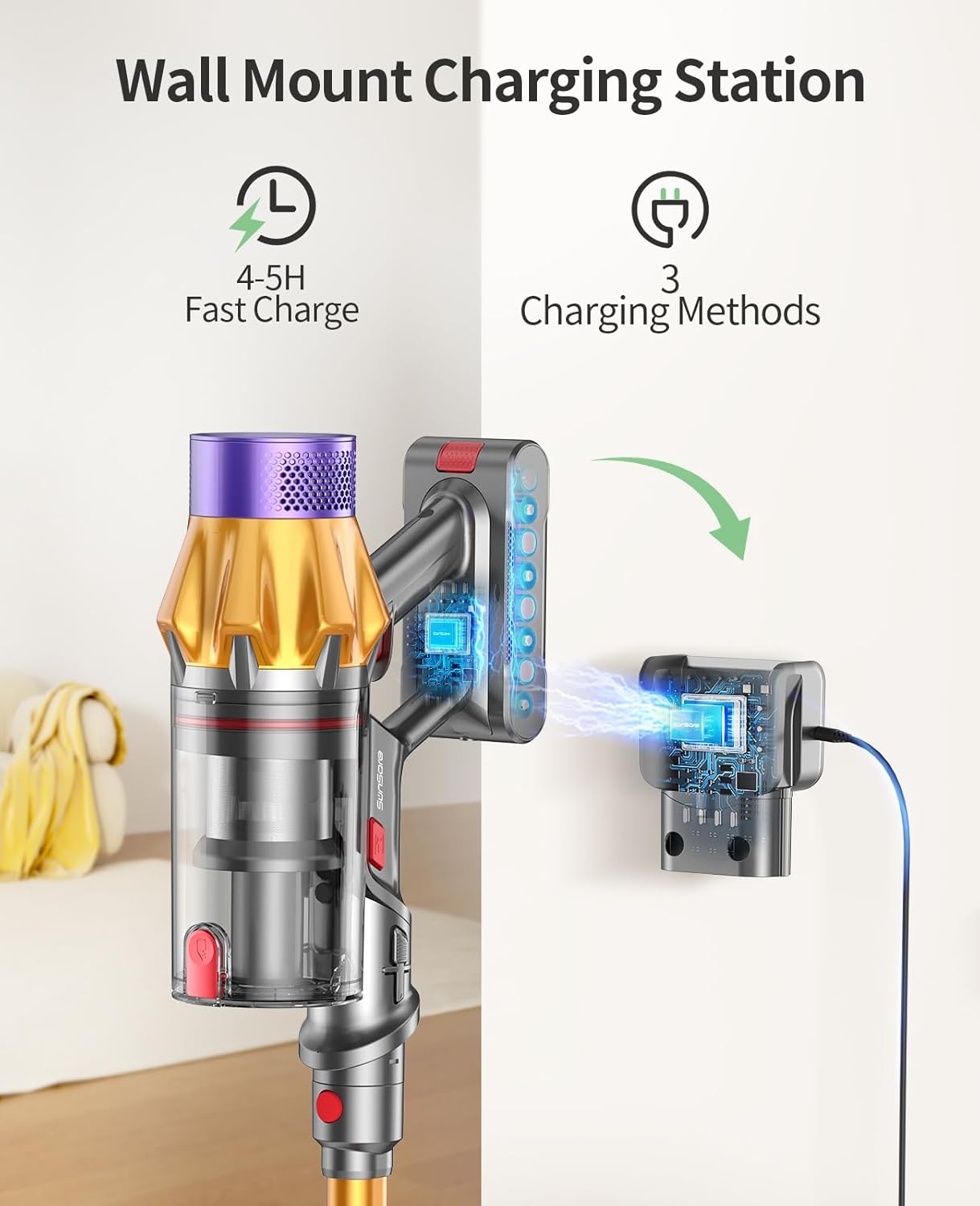 SunSare X7A Akku-Staubsauger – leistungsstarker 550-W-Motor, 13,2 PSI Saugleistung, 60 Minuten Laufzeit und intelligente Touchscreen-Steuerung