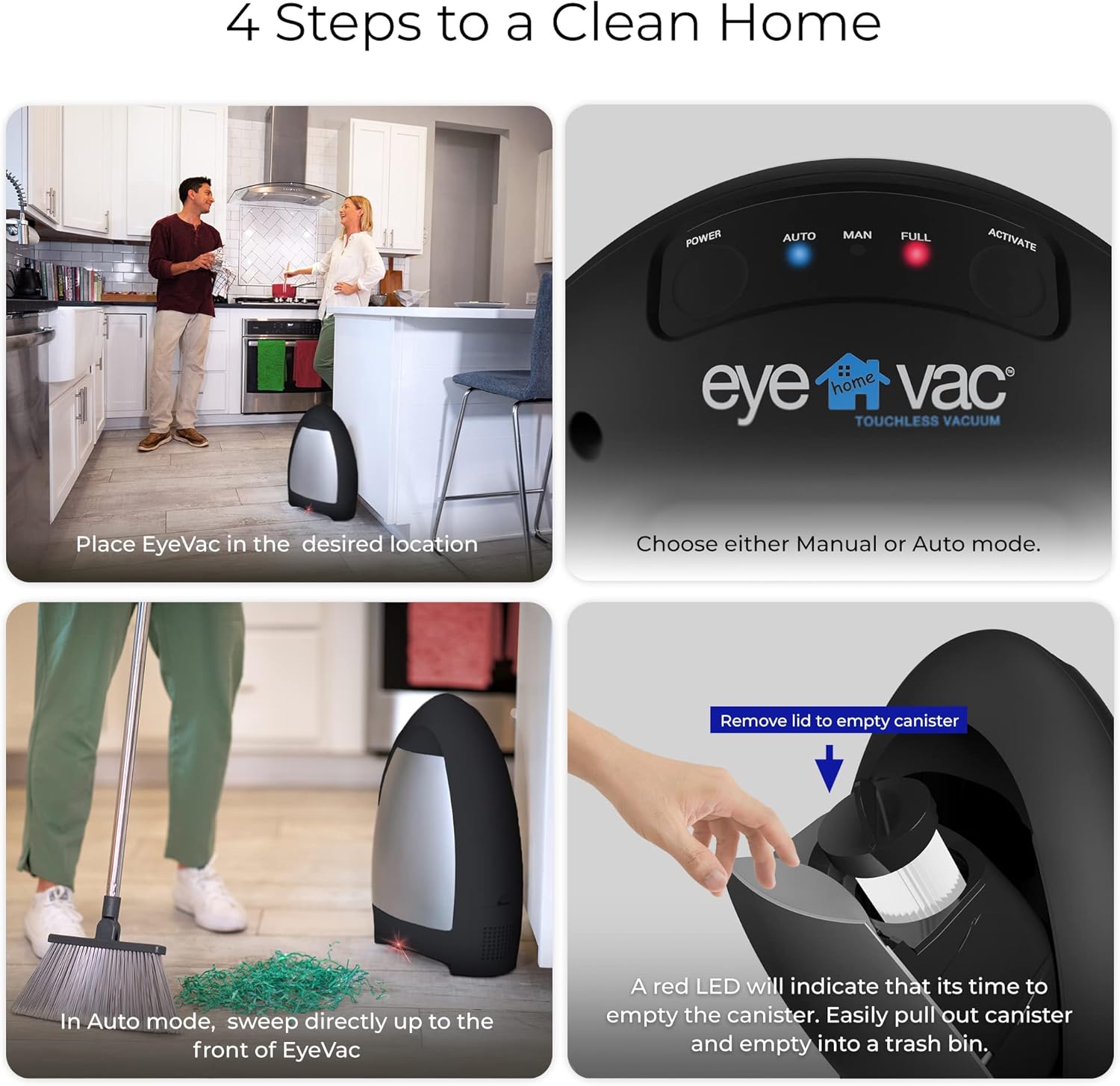 EyeVac Home Touchless Vacuum: Automatische Kehrschaufel für müheloses Reinigen