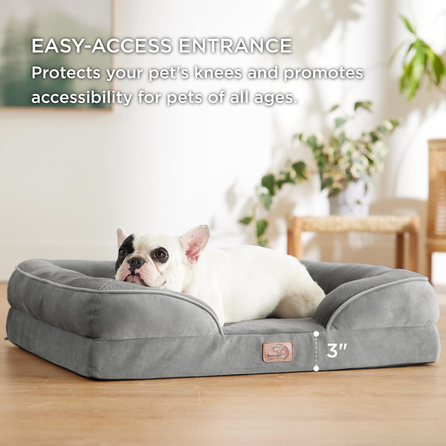 Bedsure Orthopädisches Hundebett für mittelgroße Hunde – Wasserdichtes, stützendes Schaumstoffsofa mit abnehmbarem Bezug