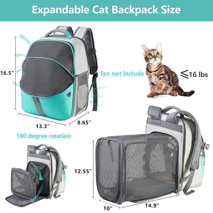 ELLONI Erweiterbarer Katzenrucksack – Premium-Reiserucksack für Katzen und kleine Hunde