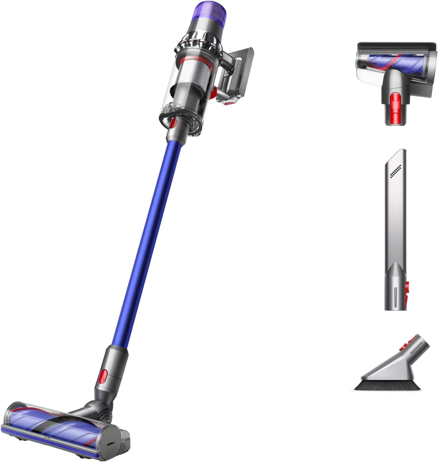 Dyson V11 Cordless Vacuum, Wand, Docking Station, Charger, Mini Soft Dusting Brush, Crevice Tool, Hair Screw Tool, Motorbar Cleaner Head, Lithium Ion Battery (1)