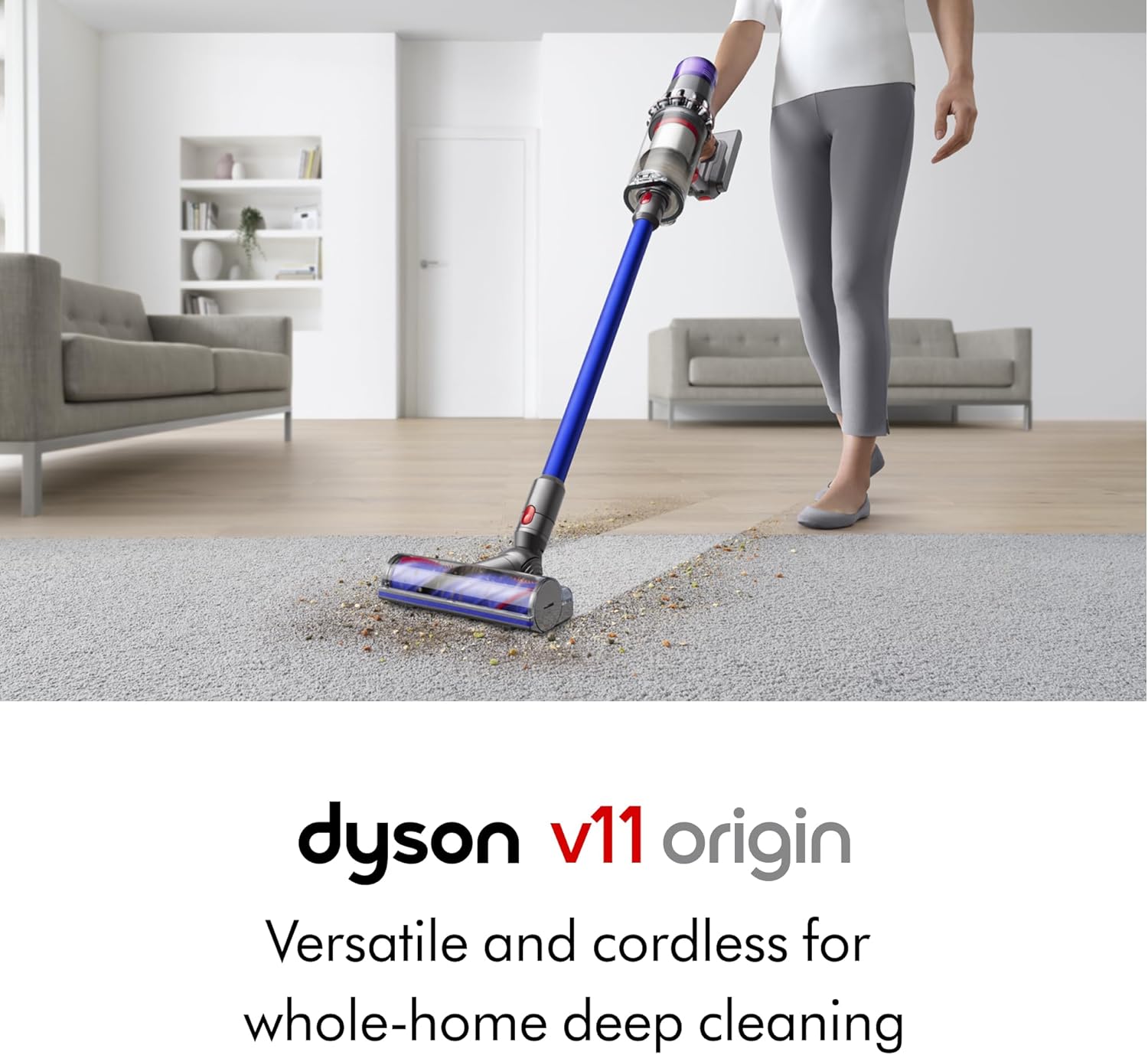 Dyson V11 Cordless Vacuum, Wand, Docking Station, Charger, Mini Soft Dusting Brush, Crevice Tool, Hair Screw Tool, Motorbar Cleaner Head, Lithium Ion Battery (1)