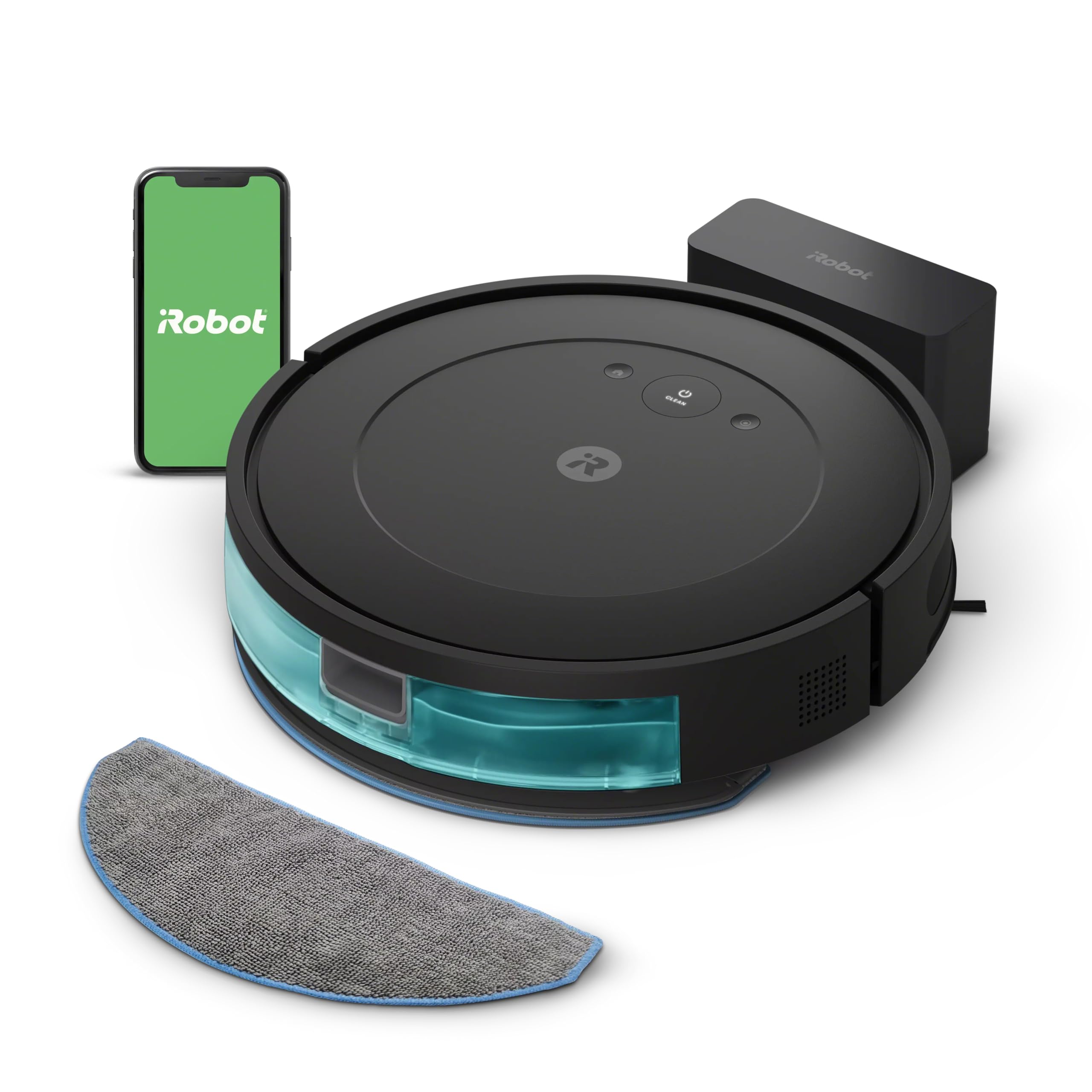 iRobot Roomba Combo Y0110 Saug- und Wischroboter – Erweiterte Reinigung für Böden mit mehreren Oberflächen, intelligente Navigation, Selbstaufladung und Kompatibilität mit Sprachsteuerung