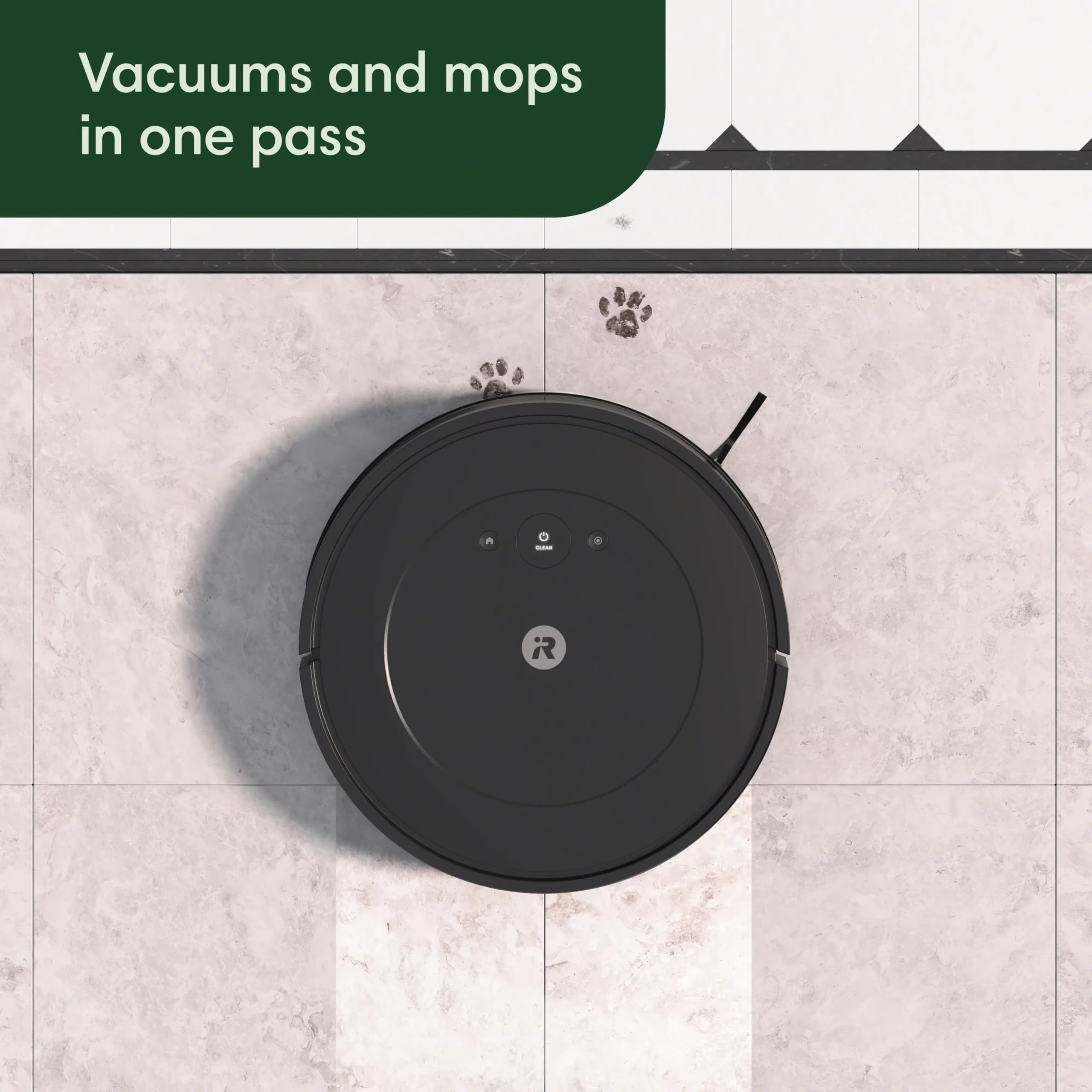 iRobot Roomba Combo Y0110 Saug- und Wischroboter – Erweiterte Reinigung für Böden mit mehreren Oberflächen, intelligente Navigation, Selbstaufladung und Kompatibilität mit Sprachsteuerung