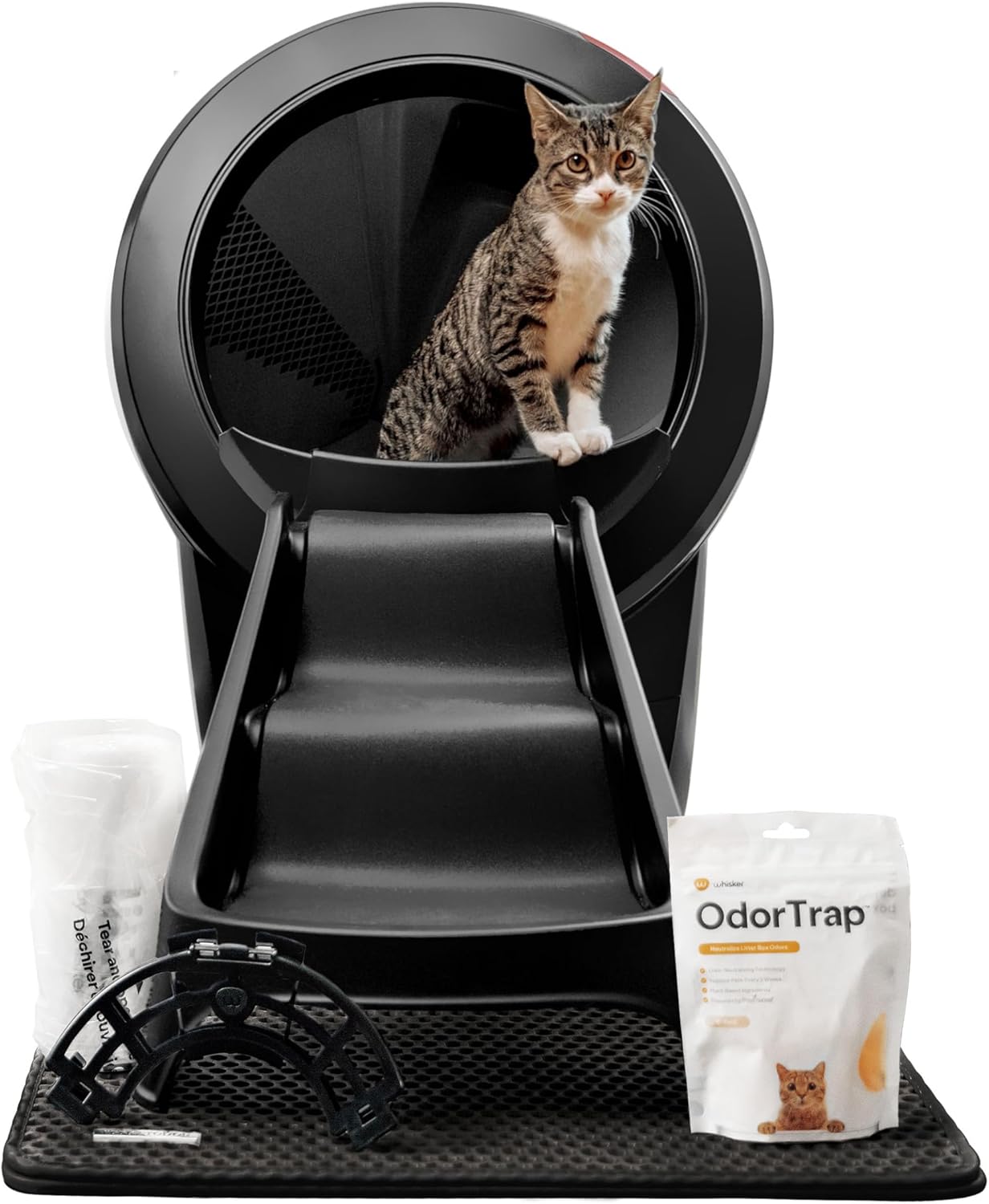 Litter-Robot 4 Premium Bundle von Whisker (Schwarz) – Fortschrittliches selbstreinigendes Katzenstreusystem mit Zubehör