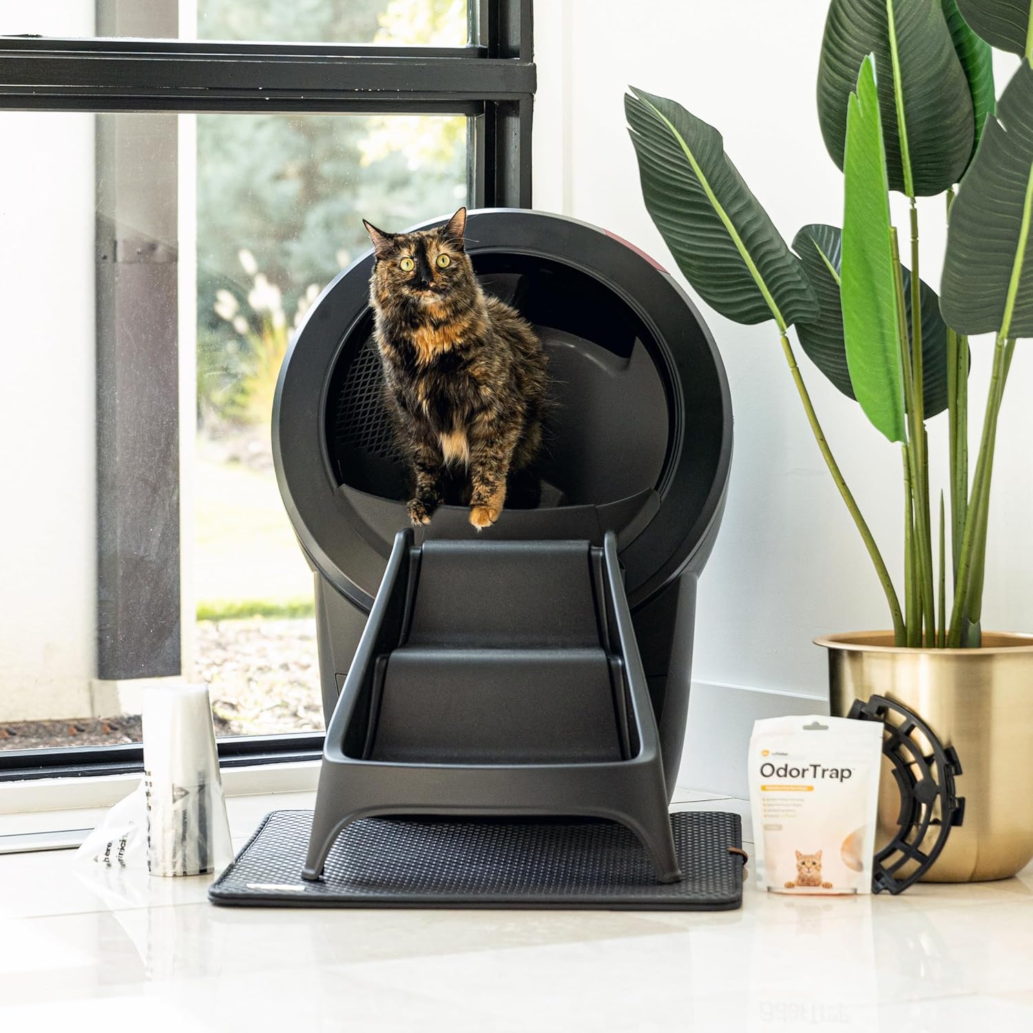 Litter-Robot 4 Premium Bundle von Whisker (Schwarz) – Fortschrittliches selbstreinigendes Katzenstreusystem mit Zubehör