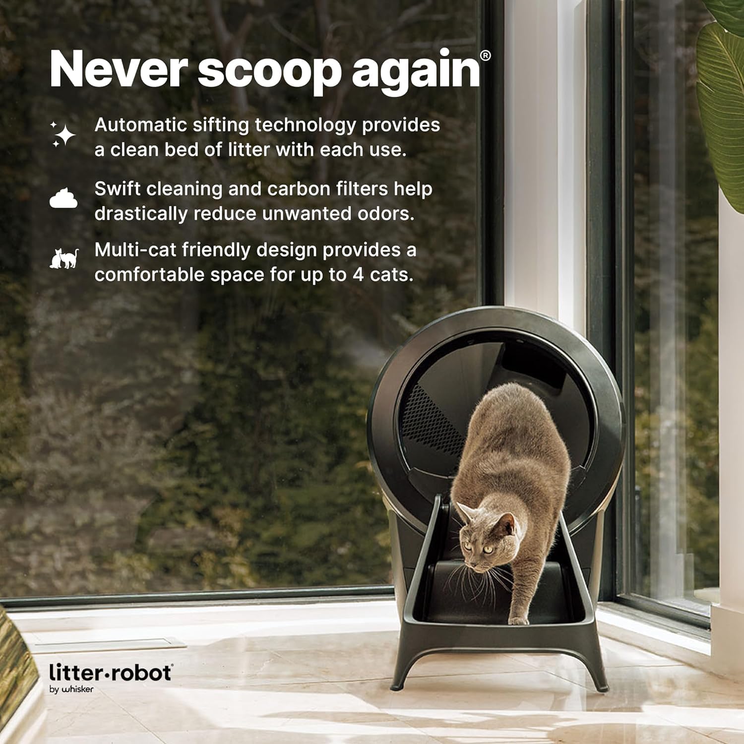 Litter-Robot 4 Premium Bundle von Whisker (Schwarz) – Fortschrittliches selbstreinigendes Katzenstreusystem mit Zubehör