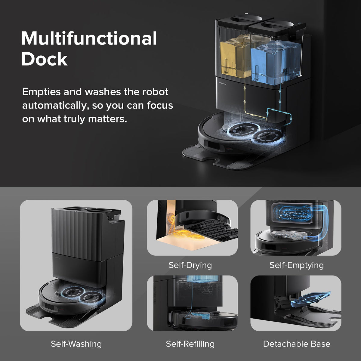 Introducing the Roborock QrevoS Robot Vacuum Cleaner, expertly crafted for superior performance and intelligent cleaning solutions. With an impressive suction power of 7000Pa, this vacuum effortlessly eliminates pet hair, dirt, and debris from both carpets and hard floors. The innovative 10 mm mop lifting function enables seamless transitions between vacuuming and mopping, ensuring that carpets remain dry and clean. Featuring a rapid 200 RPM rotation speed and a customizable 30-stage water flow system, the 